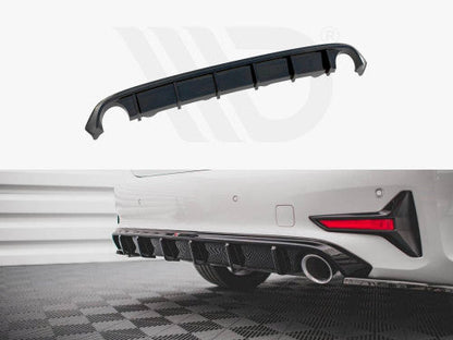 Maxton Design Gloss Piano Black Rear Diffuser / Lower Valance for BMW 3 Series G20/G21 (2018-2022) – Rear Bumper Insert Lip Skirt Splitter Apron Lower Spoiler Overlay, ABS Stick-On No-Drill OEM Style Fit – Saloon Sedan & Touring Estate