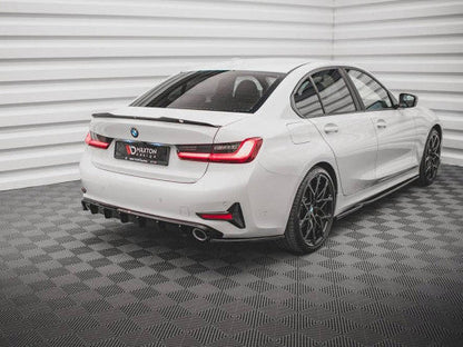 Maxton Design High Gloss Piano Black Rear Corner Extensions / Side Splitters (Rear Spats) for BMW 3 Series G20/G21 2018-2022 Sedan/Saloon & Touring/Estate Wagon | ABS Pair with Fitting Kit | Rear Bumper Extensions