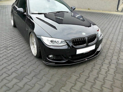 Maxton Design Gloss Black V1 Front Splitter / Front Bumper Lip / Chin Spoiler / Valance Extension for BMW 3 Series E92 Coupe M Sport LCI Facelift 2010-2013