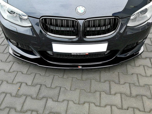Maxton Design Gloss Black V1 Front Splitter / Front Bumper Lip / Chin Spoiler / Valance Extension for BMW 3 Series E92 Coupe M Sport LCI Facelift 2010-2013