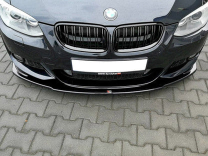 Maxton Design Gloss Black V1 Front Splitter / Front Bumper Lip / Chin Spoiler / Valance Extension for BMW 3 Series E92 Coupe M Sport LCI Facelift 2010-2013