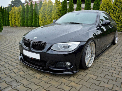 Maxton Design V2 Gloss Black Front Splitter / Front Lip Spoiler / Chin Spoiler for BMW 3 Series E92 Coupe M Sport LCI (Facelift) 2010–2013 – Front Bumper Extension Valance Skirt Diffuser Style ABS M Tech M Pack