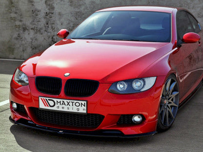 Maxton Design Gloss Black Front Splitter Lip Spoiler | Front Bumper Lip/Chin Spoiler/Lower Valance/Air Dam/Apron for BMW 3 Series E92 Coupe (Pre-LCI) 2006-2009 M Sport & M Performance | ABS Aero Lip Extension