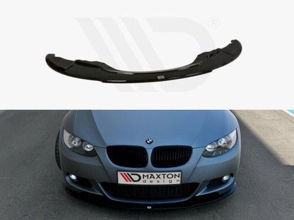 Maxton Design Gloss Piano Black Front Bumper Lip Splitter, Chin Spoiler & Valance for BMW 3 Series E92 Coupe M Sport/M-Tech (M Package/M Pack) 2006-2009 Pre-LCI ABS, Front Skirt/Air Dam Extension
