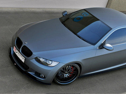 Maxton Design Gloss Piano Black Front Bumper Lip Splitter, Chin Spoiler & Valance for BMW 3 Series E92 Coupe M Sport/M-Tech (M Package/M Pack) 2006-2009 Pre-LCI ABS, Front Skirt/Air Dam Extension
