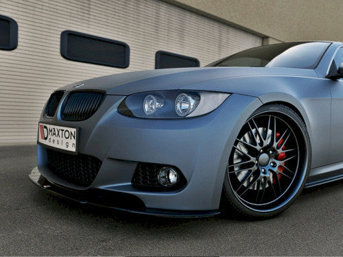Maxton Design Gloss Piano Black Front Bumper Lip Splitter, Chin Spoiler & Valance for BMW 3 Series E92 Coupe M Sport/M-Tech (M Package/M Pack) 2006-2009 Pre-LCI ABS, Front Skirt/Air Dam Extension