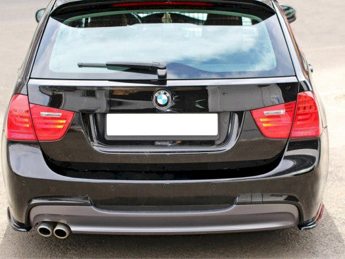 Maxton Design Gloss Black Rear Corner Spats/Side Splitters - BMW 3 Series E91 Touring Estate/Wagon M Sport LCI (Facelift) 2008-2011 - Rear Bumper Extensions Winglets End Caps Corner Lips Aero Kit