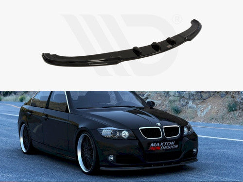 Maxton Design Gloss Black Front Splitter Lip Spoiler (Chin Spoiler/Air Dam/Lower Valance) for BMW 3 Series E90 E91 LCI Facelift 2008-2011 | ABS Front Bumper Lip Extension | Saloon/Sedan & Touring/Estate/Wagon