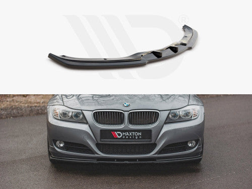 Maxton Design V2 Gloss Black Front Splitter / Lip / Chin Spoiler for BMW 3 Series E90 E91 LCI Facelift 2008-2011 - Saloon Sedan & Touring Estate - ABS Front Bumper Lower Valance Aero Blade Apron - Front Skirt Extension Body Kit Lip