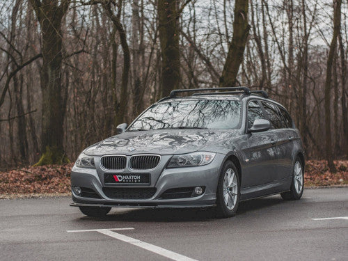 Maxton Design V2 Gloss Black Front Splitter / Lip / Chin Spoiler for BMW 3 Series E90 E91 LCI Facelift 2008-2011 - Saloon Sedan & Touring Estate - ABS Front Bumper Lower Valance Aero Blade Apron - Front Skirt Extension Body Kit Lip