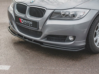 Maxton Design V2 Gloss Black Front Splitter / Lip / Chin Spoiler for BMW 3 Series E90 E91 LCI Facelift 2008-2011 - Saloon Sedan & Touring Estate - ABS Front Bumper Lower Valance Aero Blade Apron - Front Skirt Extension Body Kit Lip