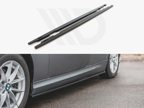 Maxton Design Gloss/Piano Black Side Skirt Extensions - BMW 3 Series E91 Touring/Estate (Wagon) LCI Facelift 2008-2011 | Sill Blades Rocker Panel Extensions Side Splitters Side Skirts Diffusers | ABS Pair with Fitting Kit