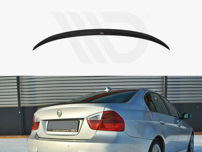 Maxton Design Gloss Black Bootlid Lip Spoiler Cap / Trunk Deck Lid Wing for BMW 3 Series E90 Saloon/Sedan M Sport 2004-2008 – ABS with 3M Tape, No-Drill Rear Lip Extension (Piano Black)