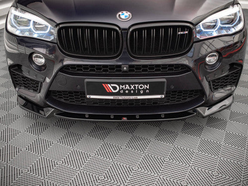 Maxton Design Front Splitter V.1 Gloss Black - BMW X5 M F85 (X5M) 2014-2018 Front Lip Spoiler / Front Bumper Lip ABS