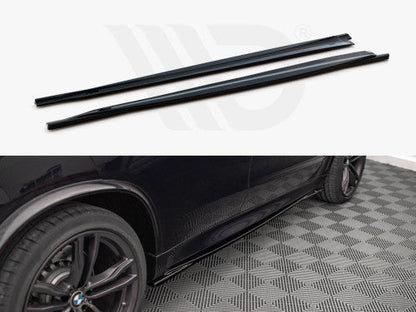 Maxton Design Gloss Black Side Skirts for BMW X5M (X5 M) F85 2014-2018 | Side Skirt Extensions Splitters Sill Extensions Side Blades Rocker Panel Diffusers | Pair