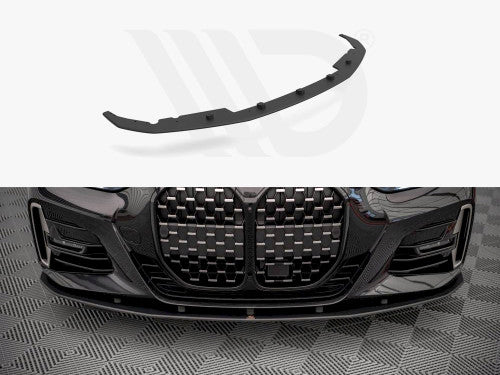 Maxton Design Street Pro Front Splitter, Front Lip & Chin Spoiler for BMW 4 Series G22 Coupe M Sport/M Pack (2020+) - Matte Black 10mm | Front Bumper Lip, Air Dam, Front Apron/Lower Valance Extension | Red Core Accent Option