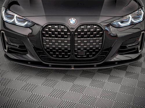 Maxton Design Street Pro Front Splitter, Front Lip & Chin Spoiler for BMW 4 Series G22 Coupe M Sport/M Pack (2020+) - Matte Black 10mm | Front Bumper Lip, Air Dam, Front Apron/Lower Valance Extension | Red Core Accent Option