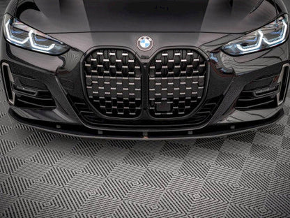 Maxton Design Street Pro Front Splitter, Front Lip & Chin Spoiler for BMW 4 Series G22 Coupe M Sport/M Pack (2020+) - Matte Black 10mm | Front Bumper Lip, Air Dam, Front Apron/Lower Valance Extension | Red Core Accent Option