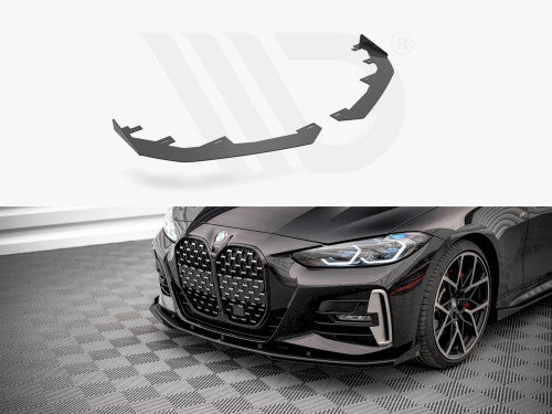 Maxton Design Gloss Black Front Bumper Canards / Dive Planes / Winglets for BMW 4 Series G22 Coupe M Sport (M Pack) 2020+ - Aero Flicks Fins Flaps OEM+ M Performance Style Upgrade - Fits 420i 430i 420d 430d M440i (BMW4G22MPACKCNC-FD1)