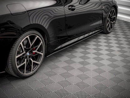 Maxton Design Street Pro Side Skirt Extensions Diffusers for BMW 4 Series G22 M Sport (M Pack) 2020+ - Matte Black 10mm ABS - Pair