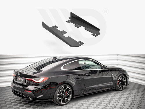 Maxton Design Gloss Black Side Flaps for BMW 4 Series G22 Coupe (2020-) M Sport/M-Pack | Side Skirt Extensions | Fits with Maxton Side Skirts BM4G22MPACKCNC-SD1