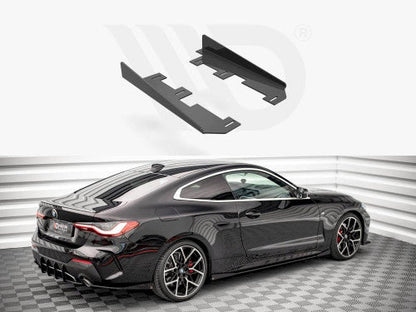 Maxton Design Gloss Black Side Flaps for BMW 4 Series G22 Coupe (2020-) M Sport/M-Pack | Side Skirt Extensions | Fits with Maxton Side Skirts BM4G22MPACKCNC-SD1