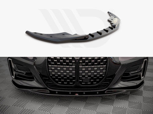Maxton Design V.1 Gloss Piano Black Front Splitter / Front Lip / Chin Spoiler for BMW 4 Series G22 Coupe M Sport (M Pack) 2020+ – ABS Front Bumper Lip Lower Spoiler Aero Valance – Fits 420i 430i M440i