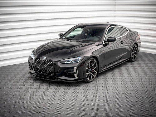 Maxton Design V.1 Gloss Piano Black Front Splitter / Front Lip / Chin Spoiler for BMW 4 Series G22 Coupe M Sport (M Pack) 2020+ – ABS Front Bumper Lip Lower Spoiler Aero Valance – Fits 420i 430i M440i