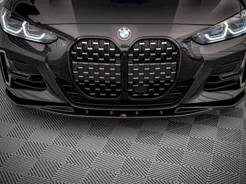 Maxton Design V.1 Gloss Piano Black Front Splitter / Front Lip / Chin Spoiler for BMW 4 Series G22 Coupe M Sport (M Pack) 2020+ – ABS Front Bumper Lip Lower Spoiler Aero Valance – Fits 420i 430i M440i