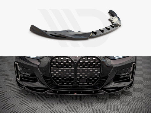 Maxton Design V.2 (V2) Gloss Piano Black Front Splitter / Front Lip / Chin Spoiler for BMW 4 Series G22 Coupe M Sport (M Pack) 2020-2025 (Front Bumper Lip, Aero Valance Extension) 420i 430i M440i
