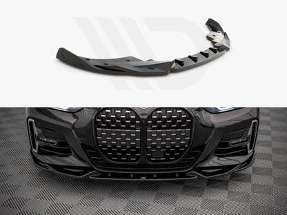 Maxton Design V.2 (V2) Gloss Piano Black Front Splitter / Front Lip / Chin Spoiler for BMW 4 Series G22 Coupe M Sport (M Pack) 2020-2025 (Front Bumper Lip, Aero Valance Extension) 420i 430i M440i