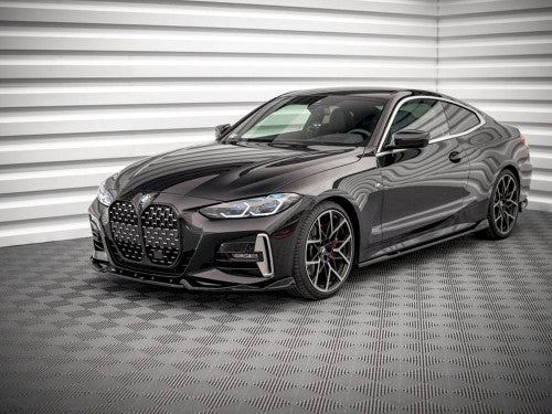 Maxton Design V.2 (V2) Gloss Piano Black Front Splitter / Front Lip / Chin Spoiler for BMW 4 Series G22 Coupe M Sport (M Pack) 2020-2025 (Front Bumper Lip, Aero Valance Extension) 420i 430i M440i