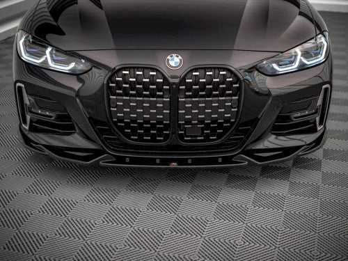 Maxton Design V.2 (V2) Gloss Piano Black Front Splitter / Front Lip / Chin Spoiler for BMW 4 Series G22 Coupe M Sport (M Pack) 2020-2025 (Front Bumper Lip, Aero Valance Extension) 420i 430i M440i