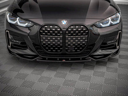 Maxton Design V.2 (V2) Gloss Piano Black Front Splitter / Front Lip / Chin Spoiler for BMW 4 Series G22 Coupe M Sport (M Pack) 2020-2025 (Front Bumper Lip, Aero Valance Extension) 420i 430i M440i
