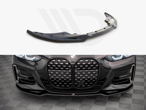 Maxton Design V.3 Gloss Black Front Splitter/Lip Spoiler for BMW 4 Series G22 Coupe M Sport/M-Pack (2020+) - Piano Black Front Bumper Lip, Chin Spoiler, Lower Valance Skirt, Bumper Extension
