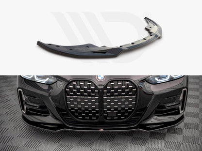 Maxton Design V.3 Gloss Black Front Splitter/Lip Spoiler for BMW 4 Series G22 Coupe M Sport/M-Pack (2020+) - Piano Black Front Bumper Lip, Chin Spoiler, Lower Valance Skirt, Bumper Extension