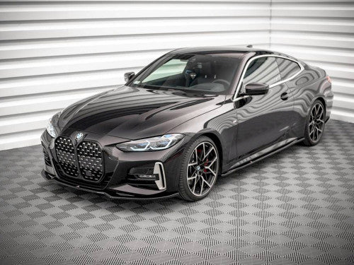 Maxton Design V.3 Gloss Black Front Splitter/Lip Spoiler for BMW 4 Series G22 Coupe M Sport/M-Pack (2020+) - Piano Black Front Bumper Lip, Chin Spoiler, Lower Valance Skirt, Bumper Extension