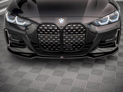 Maxton Design V.3 Gloss Black Front Splitter/Lip Spoiler for BMW 4 Series G22 Coupe M Sport/M-Pack (2020+) - Piano Black Front Bumper Lip, Chin Spoiler, Lower Valance Skirt, Bumper Extension