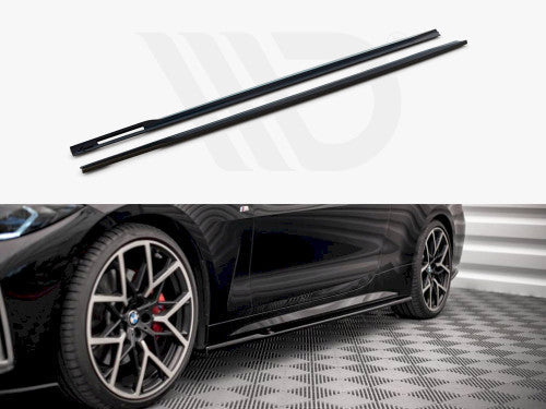 Maxton Design V.1 Gloss Black Side Skirts, Side Splitters & Sill Extensions for BMW 4 Series G22 Coupe M Sport 2020+ (Rocker Panel Aero Blades, Side Skirt Diffusers, ABS) | Fits 420i 430i M440i xDrive