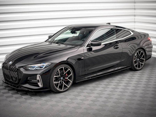 Maxton Design V.1 Gloss Black Side Skirts, Side Splitters & Sill Extensions for BMW 4 Series G22 Coupe M Sport 2020+ (Rocker Panel Aero Blades, Side Skirt Diffusers, ABS) | Fits 420i 430i M440i xDrive