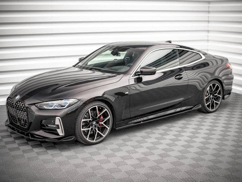 Maxton Design Side Skirts Diffusers V.2 Gloss Black for BMW 4 Series G22 Coupe M Sport (M-Pack) 2020+ | Side Skirt Extensions Splitters Pair