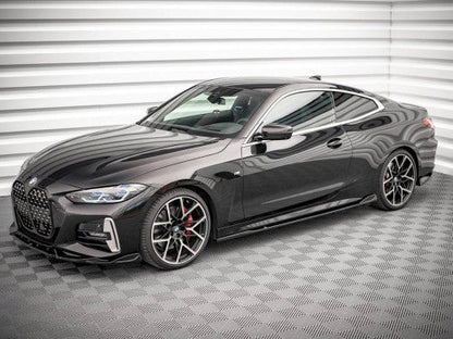 Maxton Design Side Skirts Diffusers V.2 Gloss Black for BMW 4 Series G22 Coupe M Sport (M-Pack) 2020+ | Side Skirt Extensions Splitters Pair