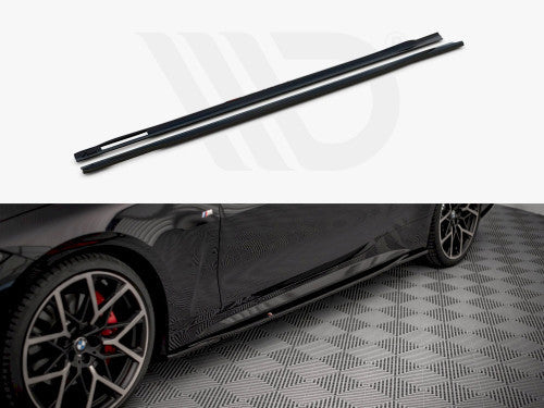 Maxton Design V.3 Gloss Piano Black Side Skirts/Side Splitters/Side Skirt Diffusers Sill & Rocker Extensions for BMW 4 Series G22 Coupe M Sport (M Pack) 2020+ 420i 430i M440i – Side Blades Ground Effects