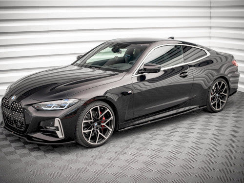 Maxton Design V.3 Gloss Piano Black Side Skirts/Side Splitters/Side Skirt Diffusers Sill & Rocker Extensions for BMW 4 Series G22 Coupe M Sport (M Pack) 2020+ 420i 430i M440i – Side Blades Ground Effects