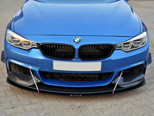 Maxton Design V.3 Front Racing Splitter / Front Lip Spoiler for BMW 4 Series F32 Coupe M Sport & M Performance 2013-2016 - Black ABS