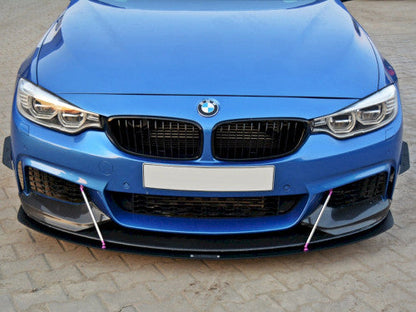 Maxton Design V.3 Front Racing Splitter / Front Lip Spoiler for BMW 4 Series F32 Coupe M Sport & M Performance 2013-2016 - Black ABS
