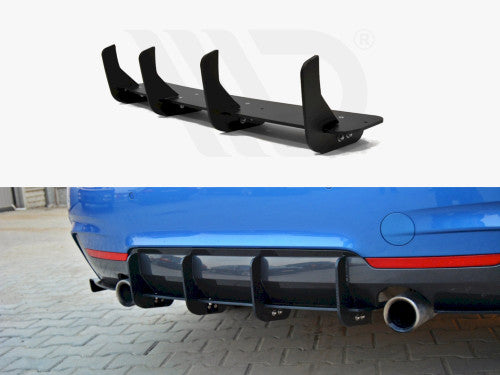 Maxton Design Rear Diffuser/Valance Kit for BMW 4 Series F32 M Sport Coupe 2013-2016 - Rear Apron Lower Bumper Insert with Side Splitters - Rear Skirt Aero Pack - Hardware Included