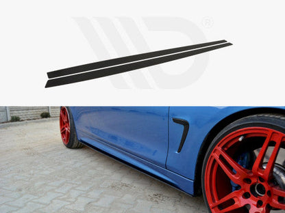 Maxton Design Racing Line Side Skirts Splitters Extensions for BMW 4 Series F32 Coupe M Sport 2013-2016 (420i 428i 435i 440i) | Rocker Panel Side Blades Sill Lips Sill Extensions Ground Effects | ABS Plastic | Pair + Fitting Kit