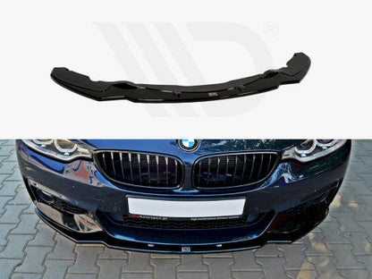 Maxton Design V1 Gloss Piano Black Front Splitter Lip Spoiler for BMW 4 Series F32 M Sport Coupe 2013-2016 – Front Bumper Lip, Lower Chin Valance Aero Extension (420i 428i 430i 435i 440i)