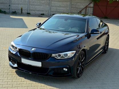 Maxton Design V1 Gloss Piano Black Front Splitter Lip Spoiler for BMW 4 Series F32 M Sport Coupe 2013-2016 – Front Bumper Lip, Lower Chin Valance Aero Extension (420i 428i 430i 435i 440i)